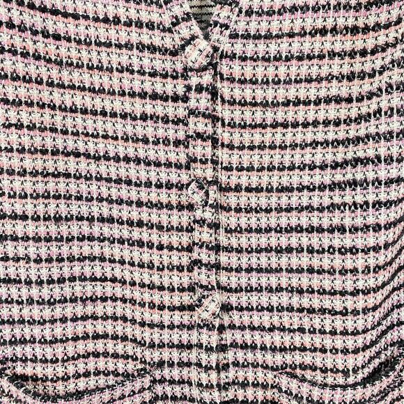 Zara Women's Pink & Black Textured Tweed V-neck Oversized Sweater Dress Size S - Picture 3 of 8
